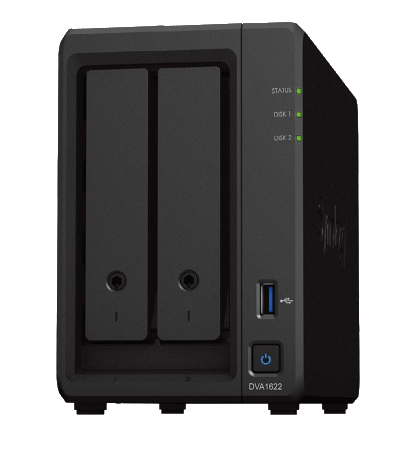 Synology Deep Learning NVR DVA1622 16-Kanal Intel Celeron J4125 6 GB RAM Schwarz