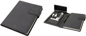 Alassio Schreibmappe RPET, mit Lasche, A5, recyceltes PET anthrazit, magnetische Verschlusslasche, flexible Multi - 1 Stück (46222)