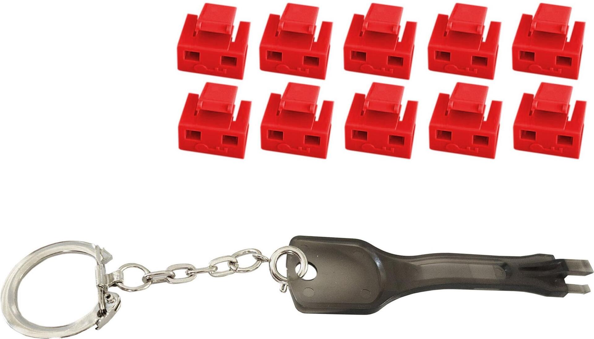 shiverpeaks ®-BASIC-S--Netzwerk RJ45-Port Blocker mit Schlüssel (1x Schlüssel, 10x Schlösser), rot (BS08-01033)
