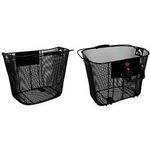 FISCHER Fahrrad-Lenkerkorb mit Schnellbefestigung, schwarz engmaschiger Draht, per Klicksystem sekundenschnell - 1 Stück (86499)