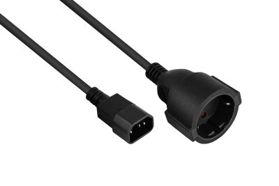 Kabelmeister SK1402-S010 Stromkabel 1 m C14-Koppler Netzstecker Typ F Schwarz