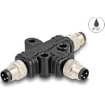 Delock M8 T-Splitter A-kodiert 3 Pin Stecker zu 2 x Stecker Parallelschaltung (60573)