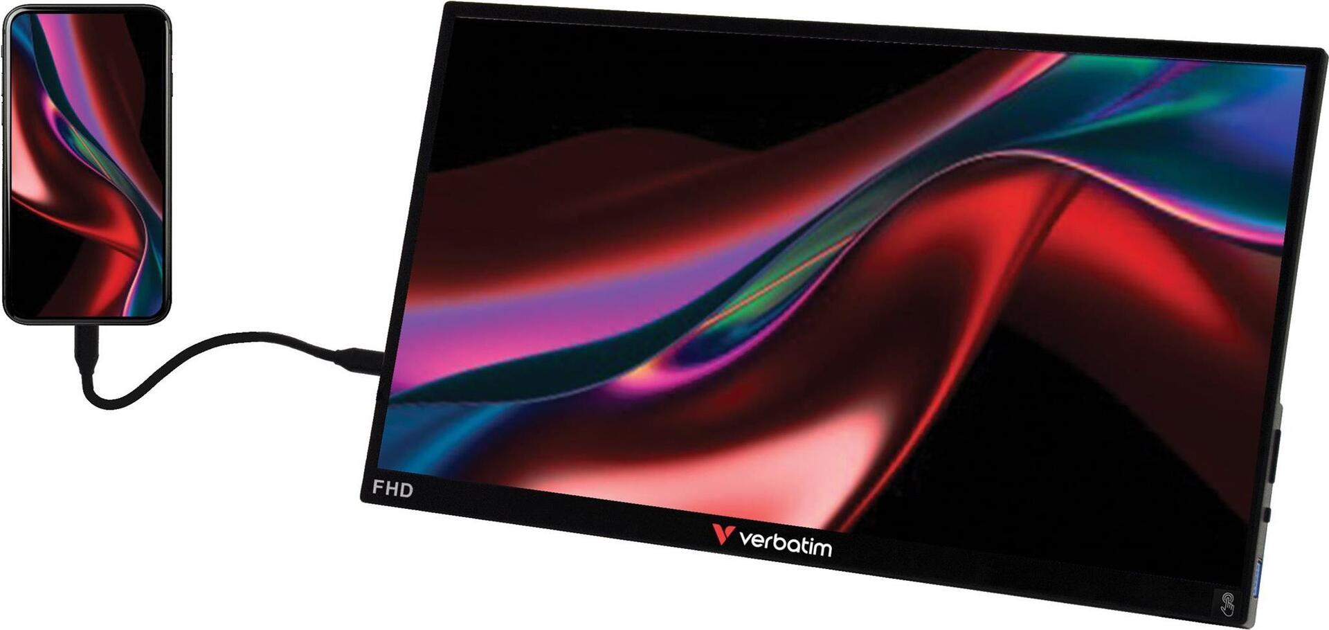 Verbatim PMT-17 Tragbarer LED-Monitor 17.3" Full HD IPS Touchscreen Schwarz