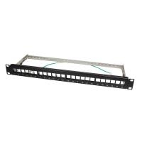 LogiLink 48,30cm (19") Keystone Patch Panel, geschirmt, schwarz (RAL9005), 1 HE, geschirmt, für bis zu 24 Keystone Module, - 1 Stück (NK4042)