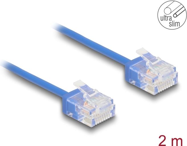 Delock RJ45 Netzwerkkabel Cat.6 UTP Ultra Slim 2 m blau mit kurzen Steckern (80797)