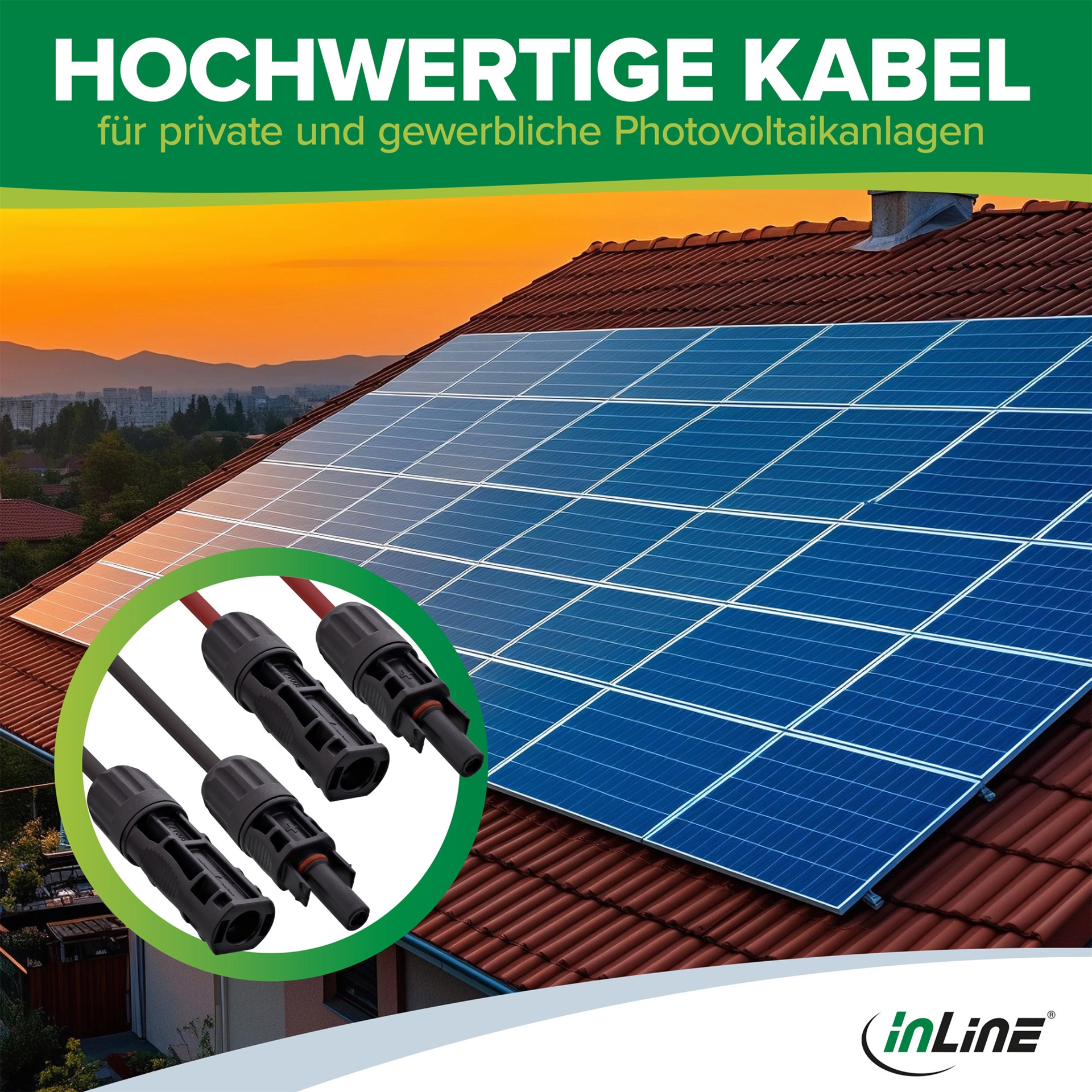 InLine® Solarkabel Verlängerungs-Set inkl. Solarstecker 6mm² schwarz/rot 7,5m (95607)