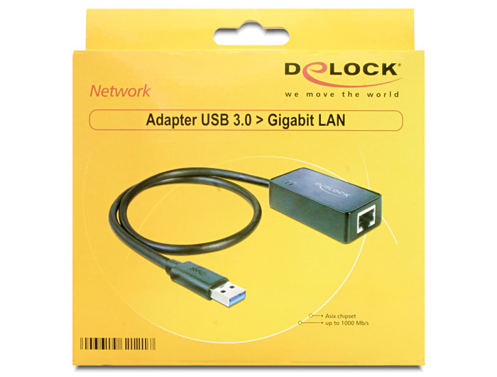 Delock Adapter USB 3.0 > Gigabit LAN 10/100/1000 Mb/s Schwarz