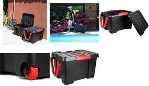 EDA Aufbewahrungsbox STOCK'R, 120 Liter, schwarz robust, stapel- und nestbar, schließbar, inkl. Deckel - 1 Stück (010175)