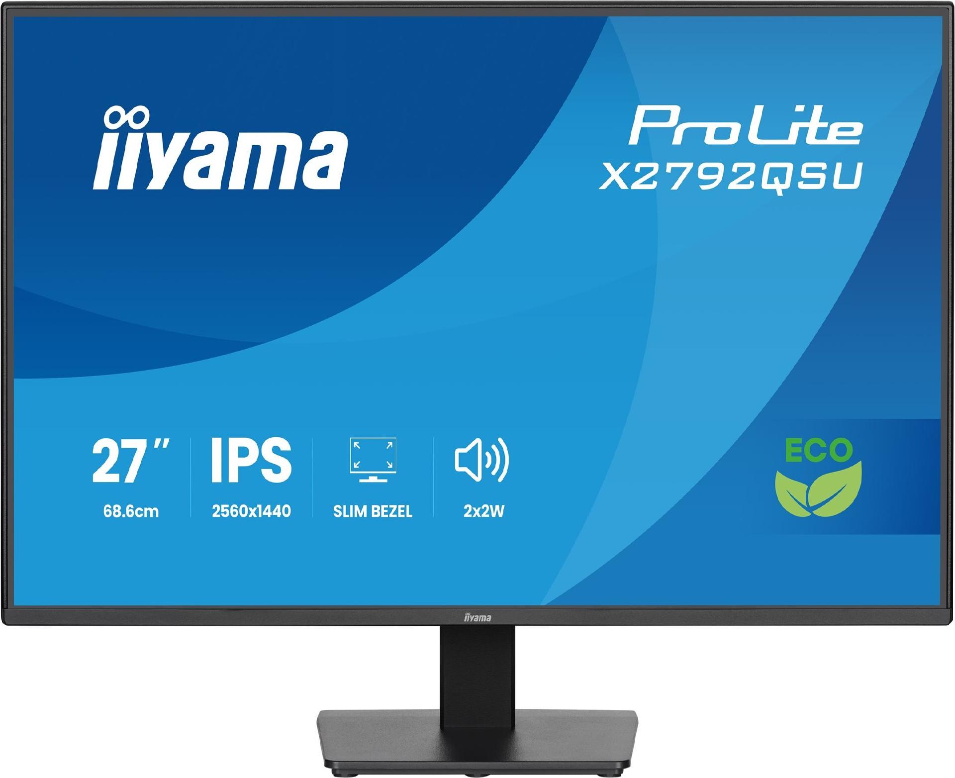 IIYAMA X2792QSU-B1 68,58cm 27Zoll IPS 4-side slim bezel Green Choice EyeComfort / EyeSafe 2.0 2560x1440 120Hz 1500:1 350cd/m (X2792QSU-B1)
