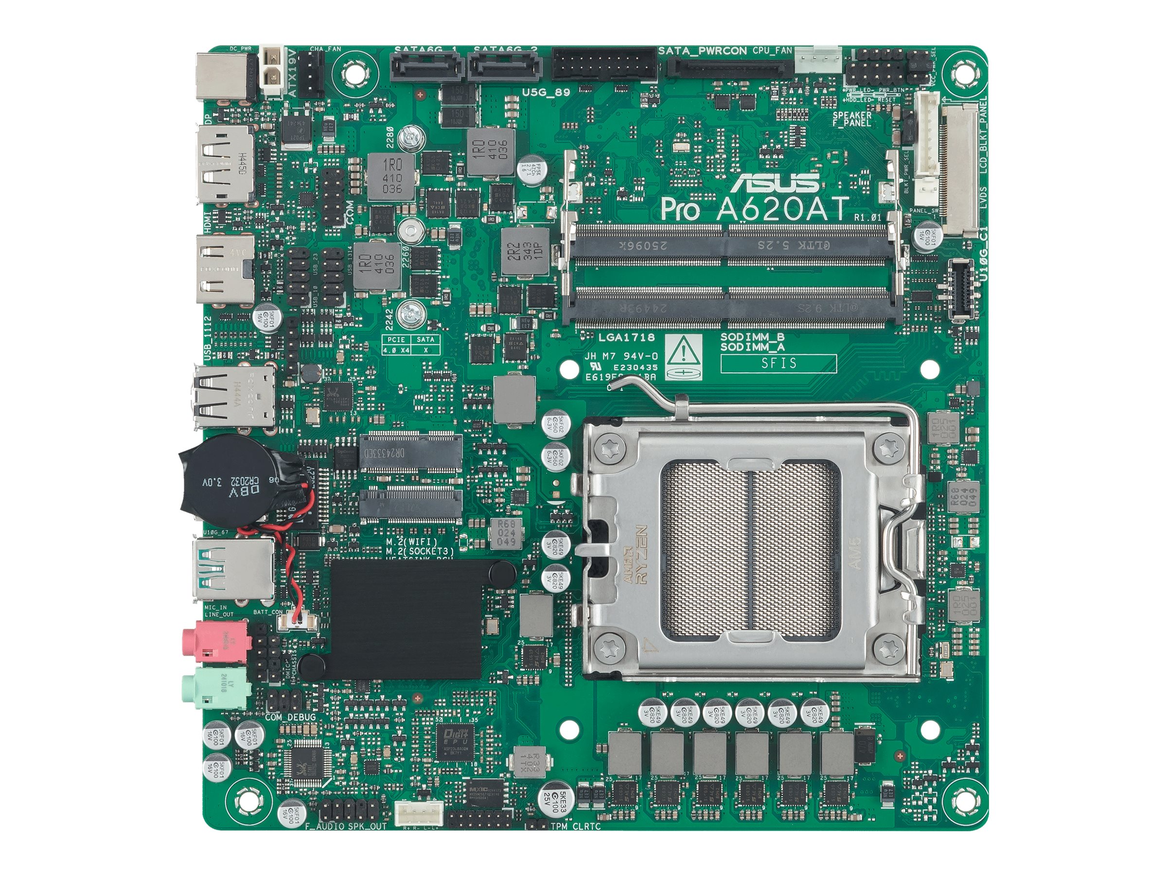 ASUS PRO A620AT-CSM Mainboard Mini-ITX, AMD A620A Chipsatz, Socket AM5, DDR5, Grün