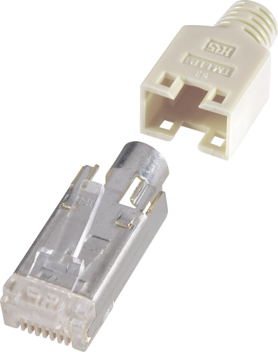 renkforce RJ45-Steckverbinder, geschirmt CAT5e Stecker, gerade Pole: 8P8C H9540.1-10 Beige H9540.1-10 10 St. (H9540.1-10)