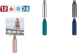 THERMOS Isolier-Trinkflasche TC Bottle, 1,0 L, Edelstahl Farbe: stainless steel mat, matt Optik, doppelwandiger - 1 Stück (4067.205.100)