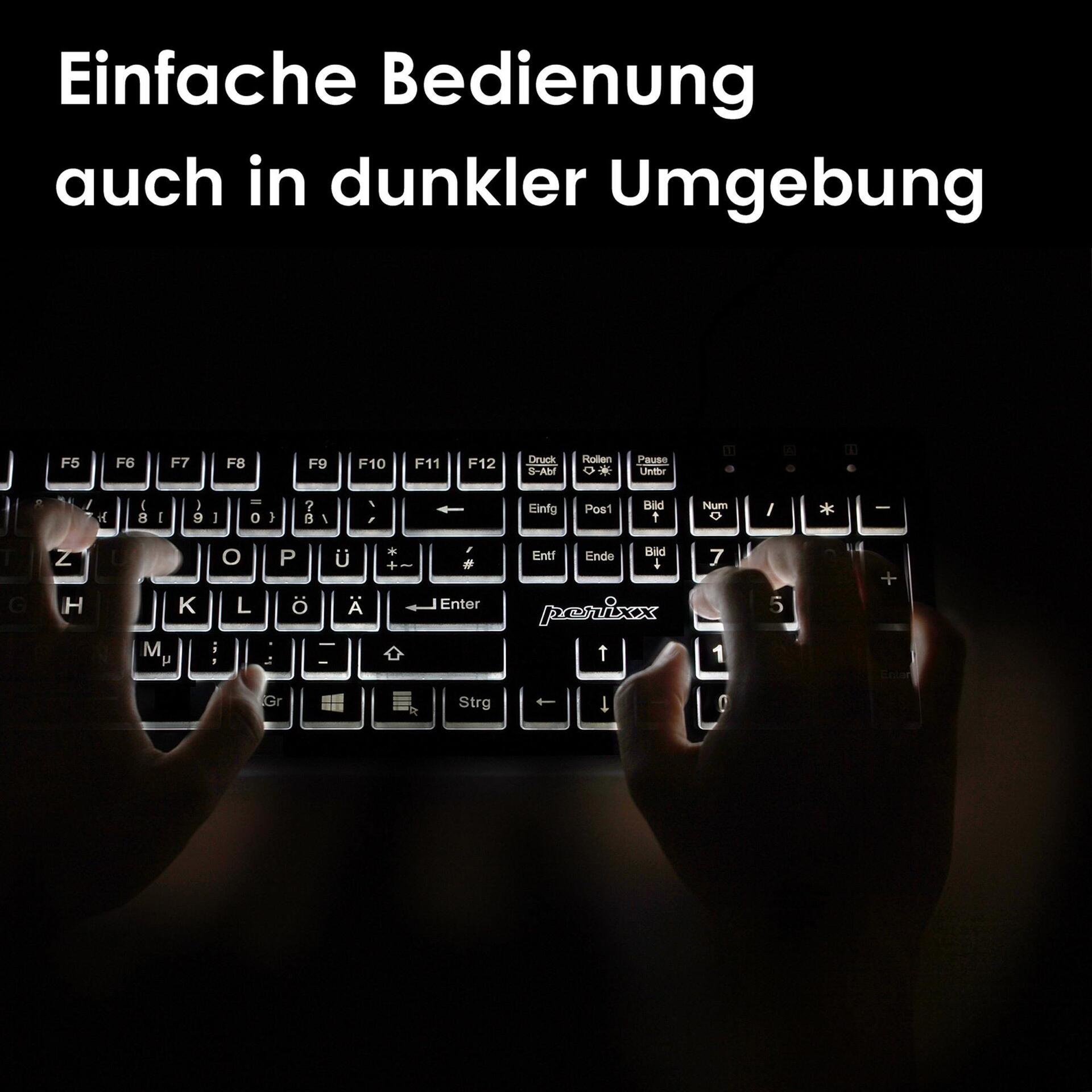 Perixx PERIBOARD-317 USB Tastatur QWERTZ DE Schwarz