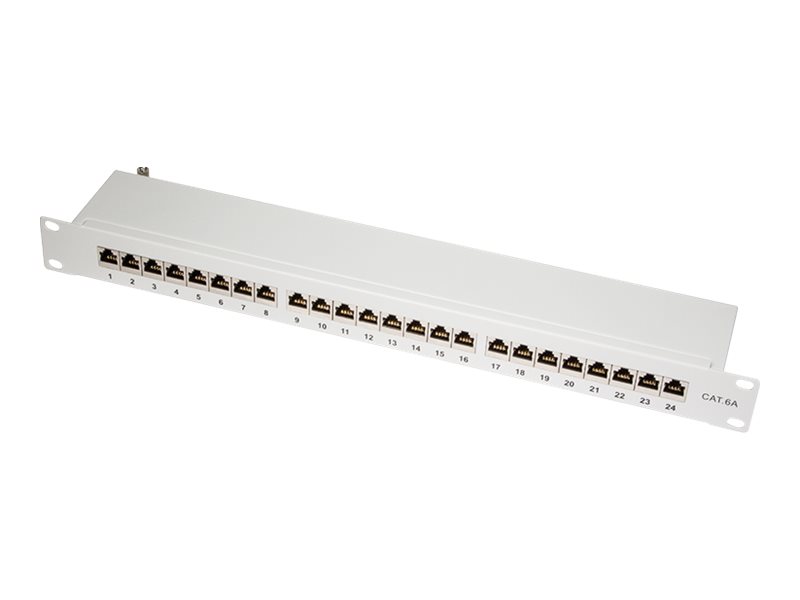 LogiLink Patchpanel NP0060 Cat. 6A 24-Port 19" 1U geschirmt Grau