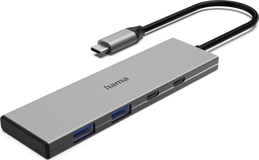 Hama USB-C-Hub, 4 Ports, 2x USB-A, 2x USB-C, USB 3.2 Gen2, 10 Gbit/s, PD, Alu (00200147)