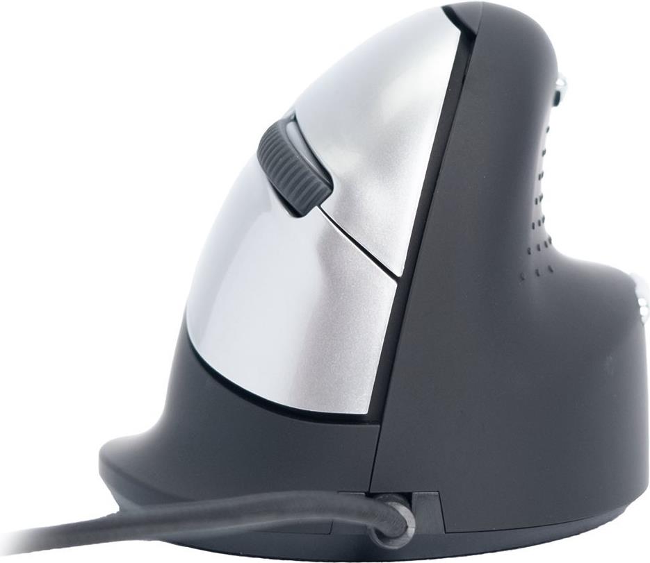 R-Go Tools Ergonomische Maus HE Break Rechtshänder Medium USB 2400 DPI 5 Tasten Schwarz/Silber