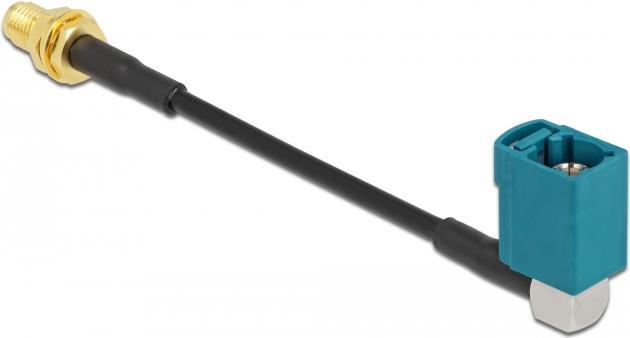 DeLOCK - Antennenkabel - FAKRA Z-Anschluss (W) gewinkelt bis SMA (W) Bulkhead - 10cm - Koax - Schwarz (88725)