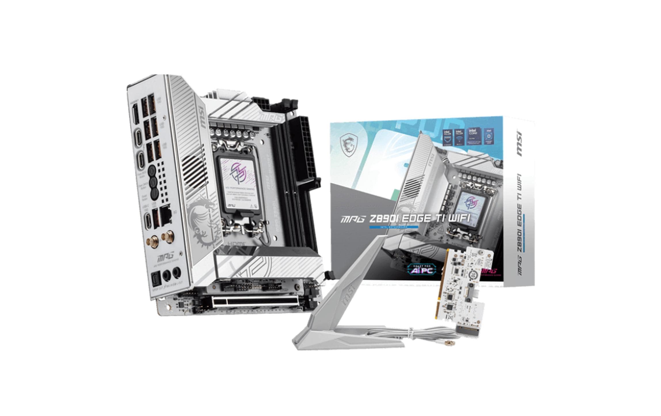 MSI MPG Z890I EDGE TI WIFI Mainboard Mini-ITX Intel Z890 LGA 1851 DDR5 Wi-Fi 7 Silber/Weiß