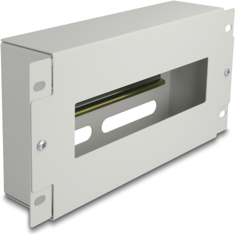 Delock 10" Schutzschalterleiste mit Abdeckung und Hutschiene 3 HE Metall grau (67319)