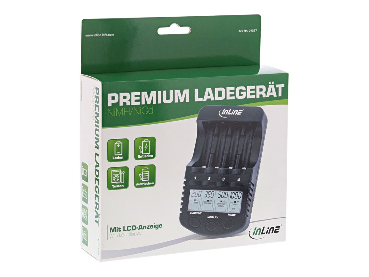 InLine 01287 Batterieladegerät AA AAA 18 W Schwarz