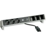 Desk2 3Schuko 3ABD USB Charger Inox (902.449)