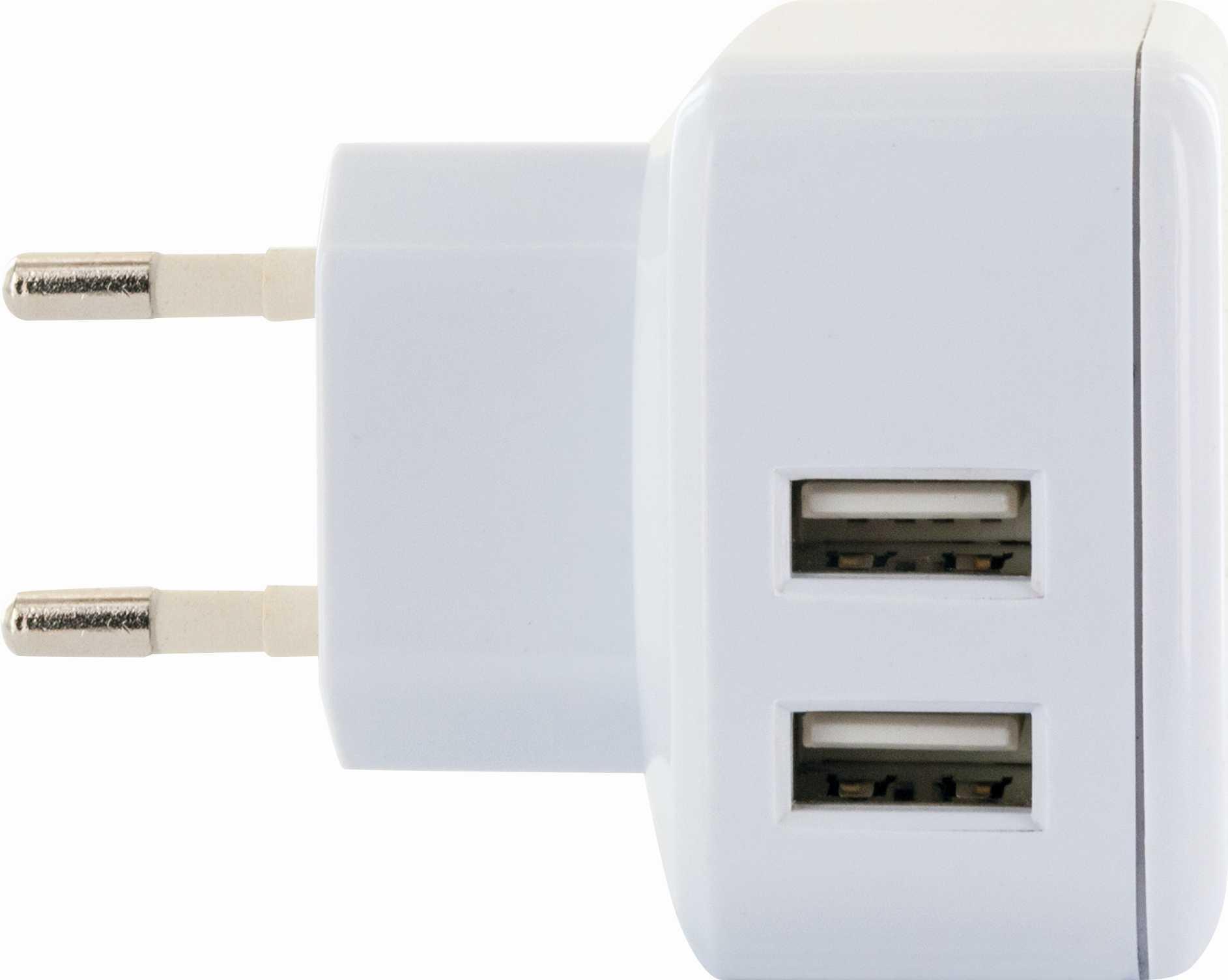 Schwaiger LAD230 531. Aufladetyp: Indoor, Energiequelle: AC, Aufladekompatibilität: Digitalkamera, Kopfhörer, Smartphone, Tablet. Eingangsspannung: 230 - 250 V, Maximale Ausgangsspannung: 5 V. Anzahl USB 2.0 Anschlüsse: 2, Energieschutzeigenschaften: Überlast, Kurzschluß. Produktfarbe: Weiß (LAD230 531)