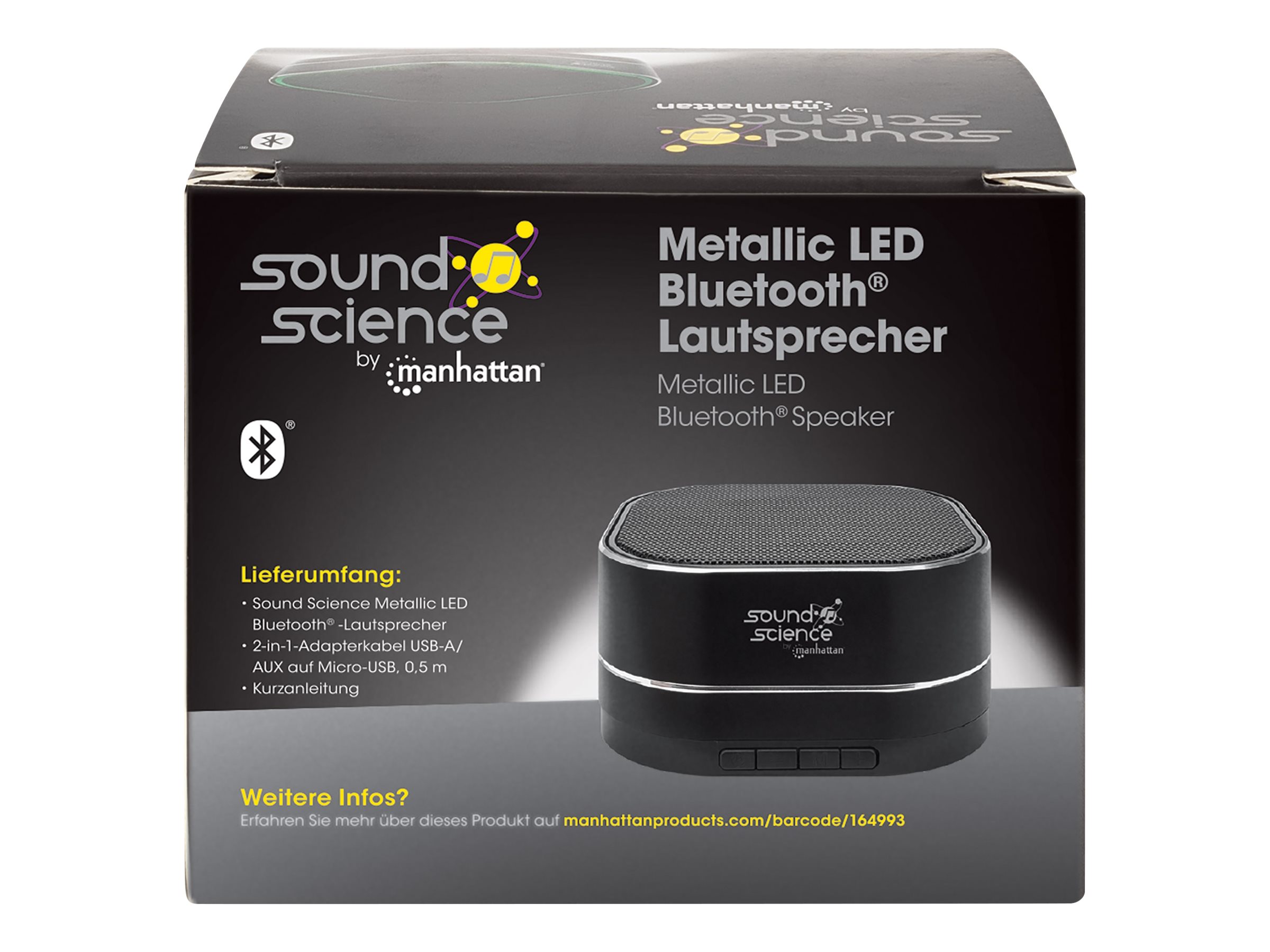 Manhattan Sound Science Metallic Bluetooth-Lautsprecher 3 W Bluetooth 5.0 Schwarz