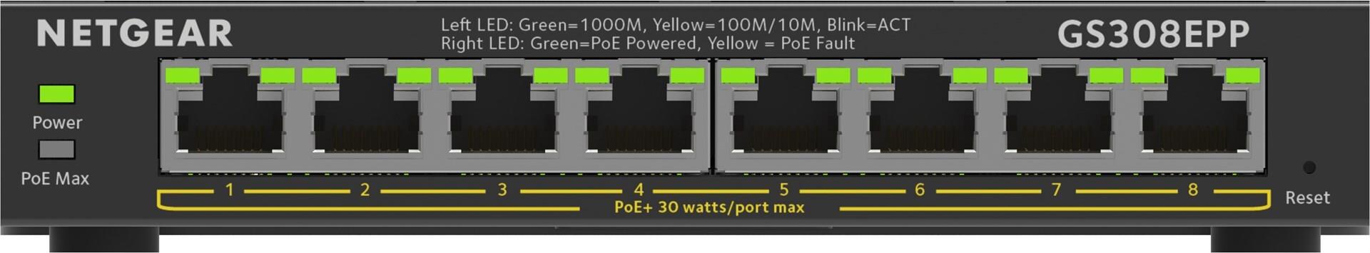 Netgear GS308EPP Managed L2/L3 Switch 8-Port Gigabit PoE+ Schwarz