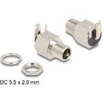 Delock Steckverbinder DC 5,5 x 2,5 mm Buchse zum Einbau Lötversion gewinkelt - Sechskant 20 V / 10 A (90182)