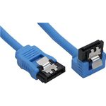 InLine® SATA 6Gb/s Anschlusskabel rund, abgewinkelt, blau, mit Lasche, 0,5m (27705F)