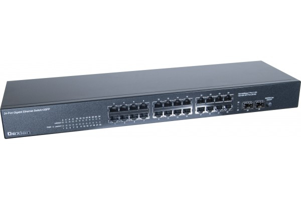 Dexlan 891026 Unmanaged Gigabit Ethernet Switch 24-Port + 2x SFP 1U Schwarz