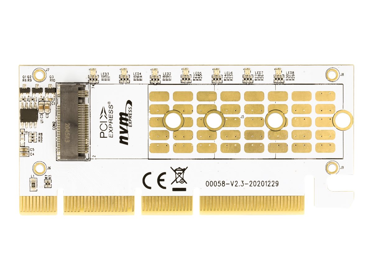 Delock Speicher-Controller PCIe 4.0 x16 zu 1x NVMe M.2 Key M mit RGB-LED Silber