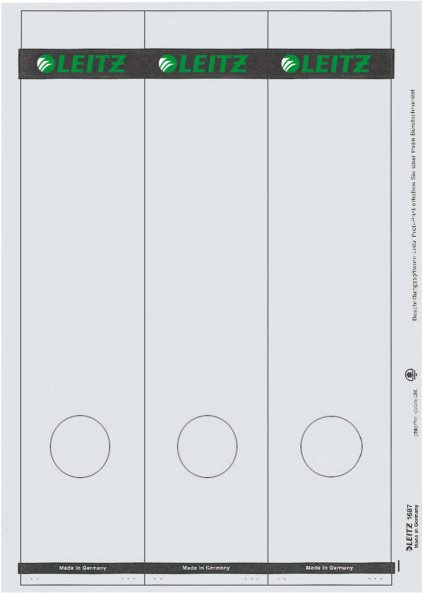 Leitz PC-beschriftbare Rückenschilder für Qualitäts-Ordner 180° - Standard- und Hartpappe-Ordner (1687-00-85)