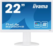 iiyama ProLite B2280HS, 54,6cm (21.5"), Full HD, weiß TFT Monitor, 16:9, 54,6cm (21.5"), 1920x1080 Pixel, 5ms, Helligkeit: 250cd, Blickwinkel: 160/170°(H/V), Kontrast: 1000:1, DVI, VGA, HDMI, inkl.: Kabel (DVI), Netzkabel, QSG, Farbe: weiß (B2280HS-W1)