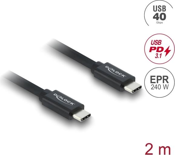 Delock Koaxiales USB 40 Gbps Kabel PD 3.1 240 W (81707)