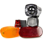 FISCHER Fahrrad-Aufrüstset, batteriebetrieben, 7-teilig Inhalt: 1 LED-Frontleuchte 12 Lux, 1 LED-Rückleuchte, - 1 Stück (85345)