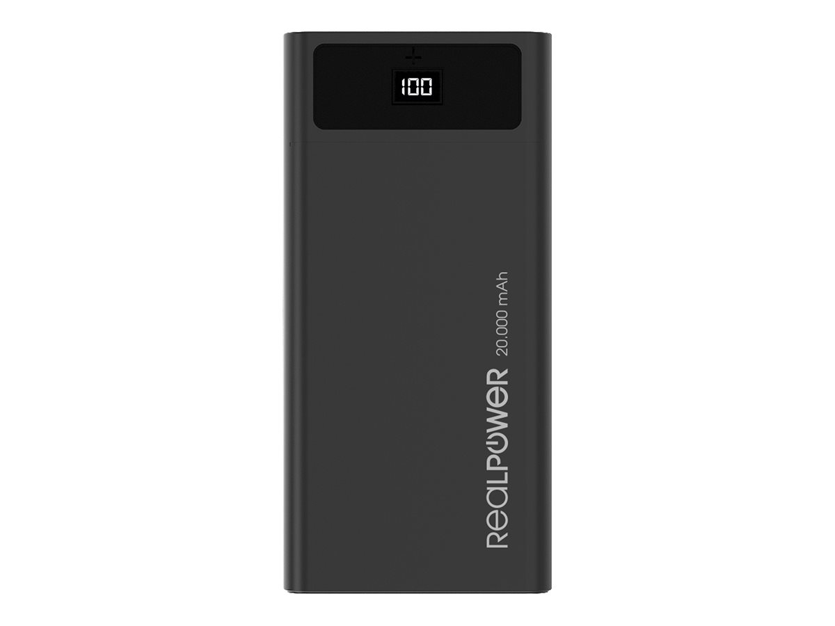 RealPower PB-20k PD Powerbank 20000 mAh 18 W Schwarz