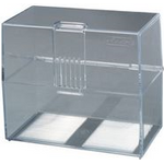 herlitz Karteikasten, DIN A7 quer, Kunststoff, transparent für 300 Karten, unbestückt - 1 Stück (1907021)