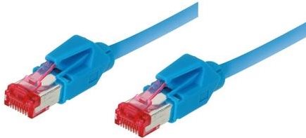 Patchkabel S/FTP, PiMF, Cat 6, blau, 0,3 m halogenfrei, mit Draka-Kabel und Hirosesteckern TM21 (718003B)