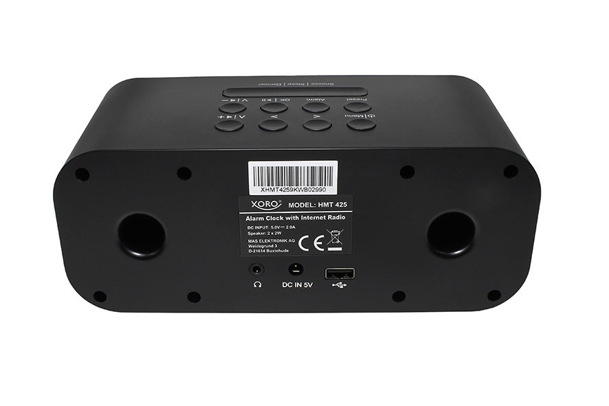 Xoro SAT100375 Internet-Radiowecker mit 2,8" TFT-Farbdisplay, Bluetooth und Stereo-Lautsprechern, Schwarz