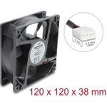 Delock Axiallüfter 48 V DC, 120 x 120 x 38 mm mit 4 Pin PWM Lüfteranschluss schwarz (67454)