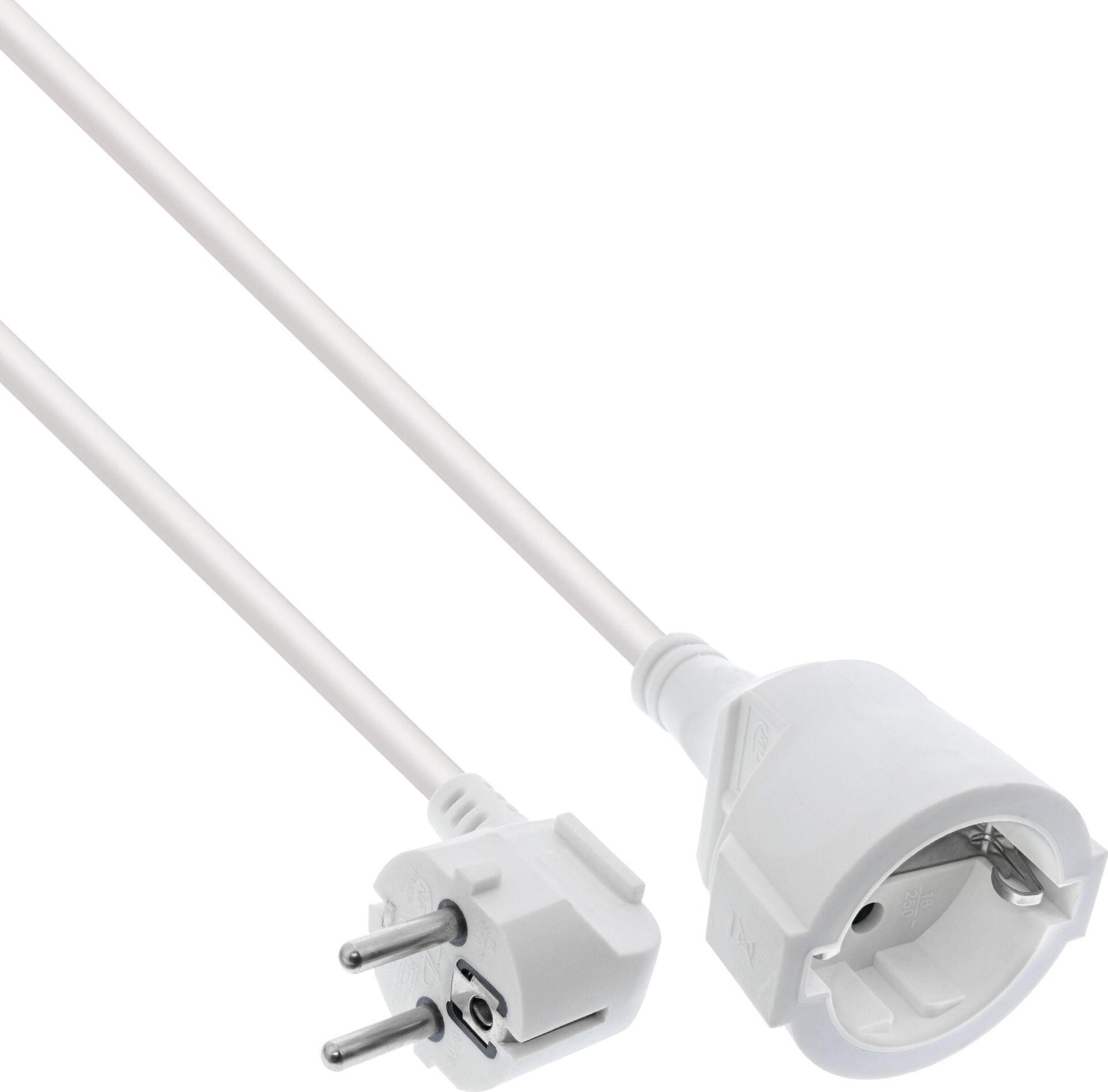 InLine Strom-Verlängerung Schutzkontakt Stecker gewinkelt Buchse weiss 1m (16400U)