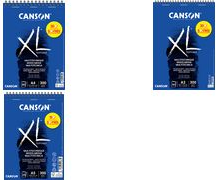 CANSON Studienblock XL MIXED MEDIA Textured Aktion, DIN A4 30 Blatt, 300 g/qm, mit Spiralheftung oben, sehr stabile - 1 Stück (C40007629800)