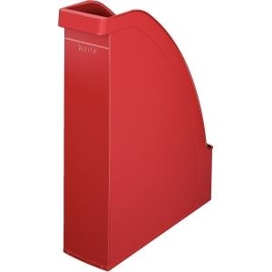 LEITZ Stehsammler Plus, DIN A4, Polystyrol, rot Fassungsvermögen: 70 mm, mit Griffmulde, hohe Vorderseite (2476-00-25)