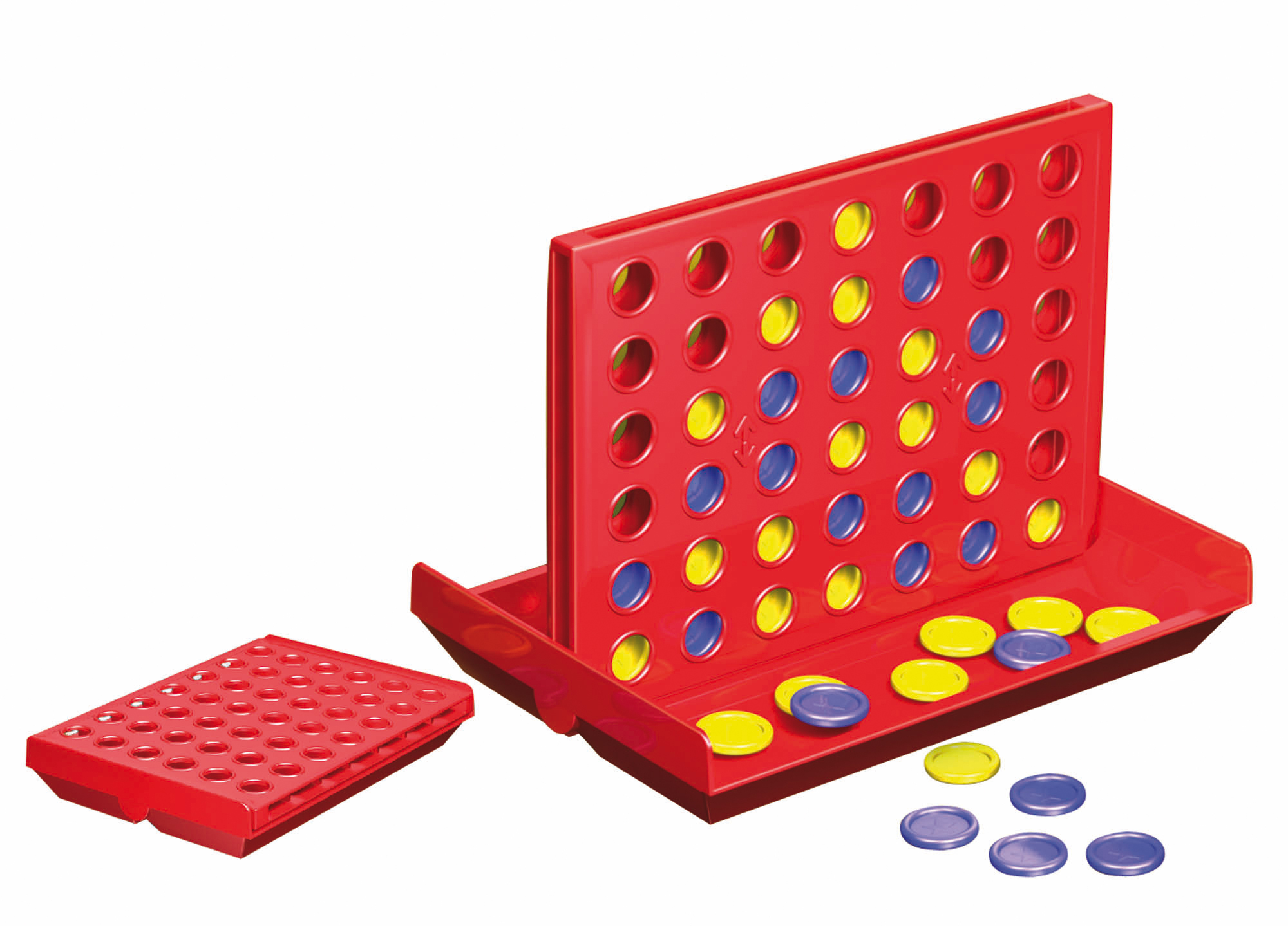 Schmidt Spiele Vier – Strategie-Brettspiel für 2 Spieler ab 6 Jahren, Blau/Gelb