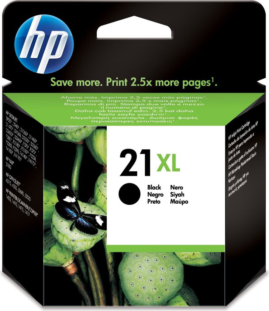 HP 21XL Schwarz Original Druckerpatrone mit hoher Reichweite für HP Deskjet 3940, D1530, D2360, D2460, F2180, F2224, F380, F4180, HP Officejet 4315, 4355, 5610, 5615, HP PSC 1410 (C9351CE UUS)  - Onlineshop JACOB Elektronik