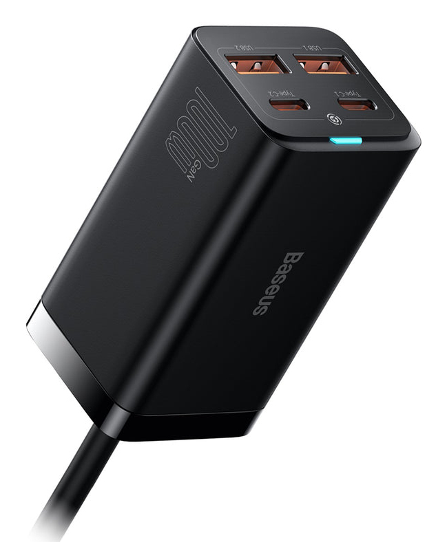 Baseus GaN3 Pro Ladegerät 2x USB-C 2x USB-A 100 W Schwarz