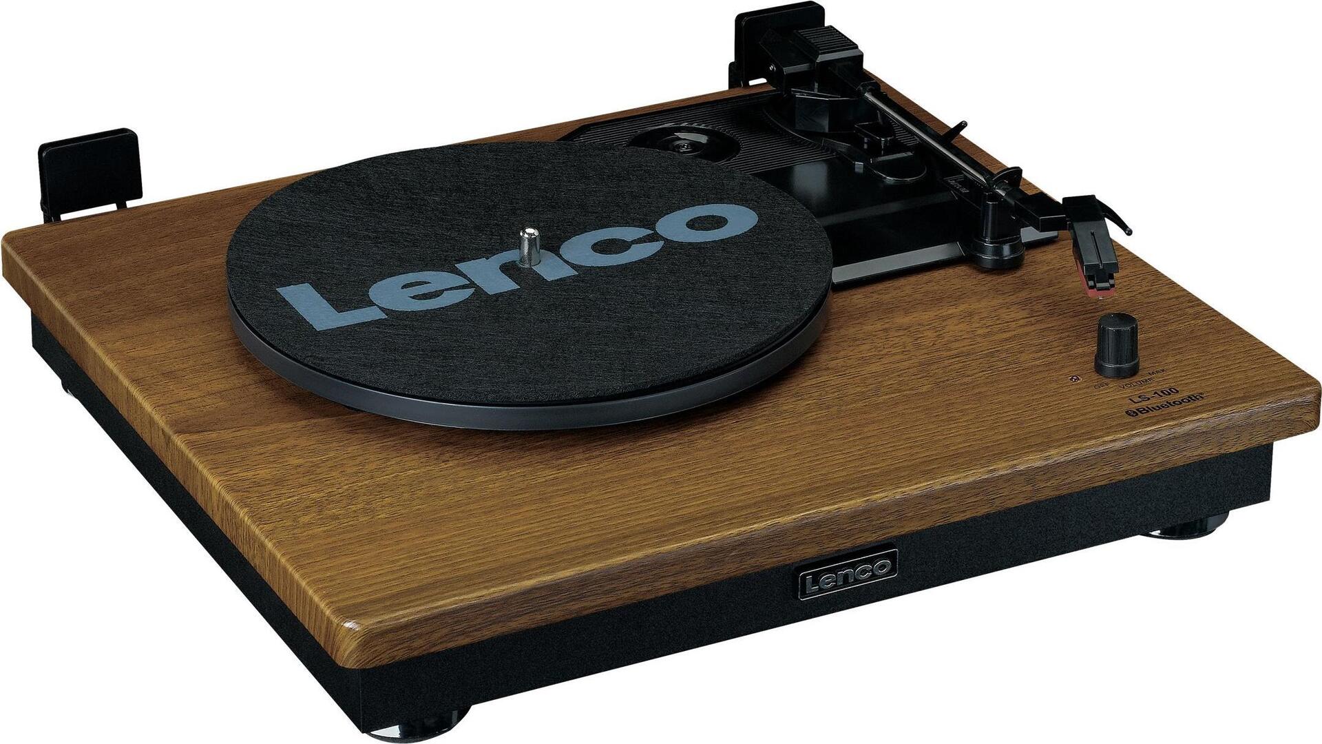 Lenco LS-100WD Plattenspieler mit Riemenantrieb 33/45/78 RPM Schwarz, Eiche