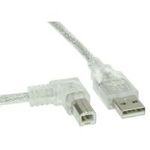 InLine® USB 2.0 Kabel, A an B links abgewinkelt, transparent, 0,5m (34517L)