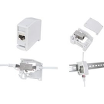 LogiLink Hutschienen-Adapter mit 1 Keystone Modul, hellgrau für 2x RJ45-Module Kat.6A, aus Kunststoff, mit Erdungsfeder - 1 Stück (MP0056)